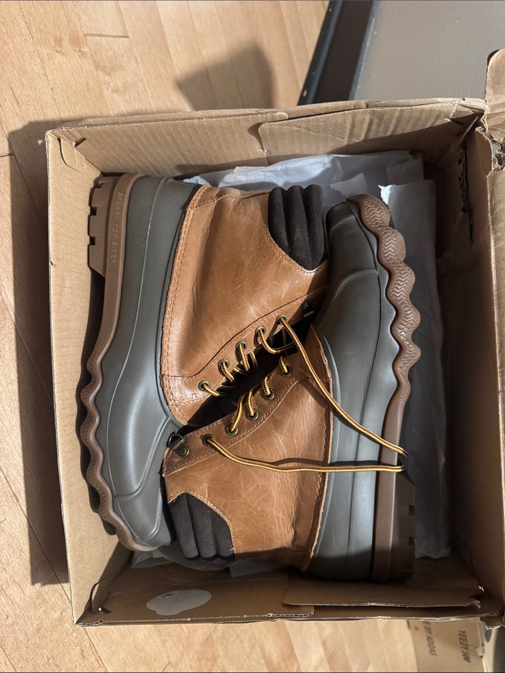 Sperry Brown and Gray Waterproof Lace-Up Rain & Snow Boots